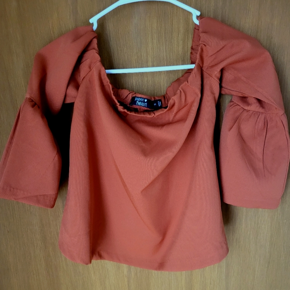 Paper Heart Off Shoulder Burnt Orange Top Size Small